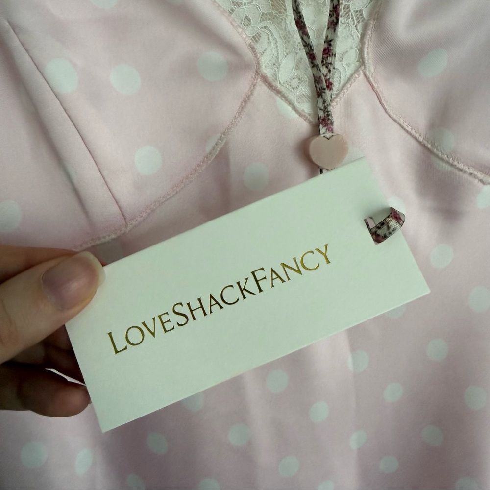 NWT LoveShackFancy Manuela Satin Polka Dot Maxi Slip Dress medium - Picture 9 of 9